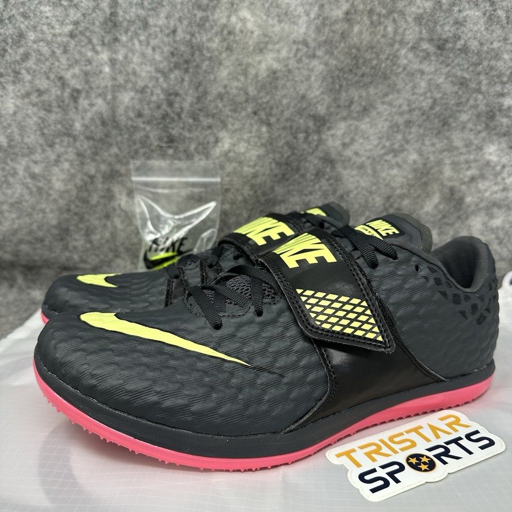 Nike High Jump Elite Track Shoes Mens Size 9 Black Pink Spikes 806561-003